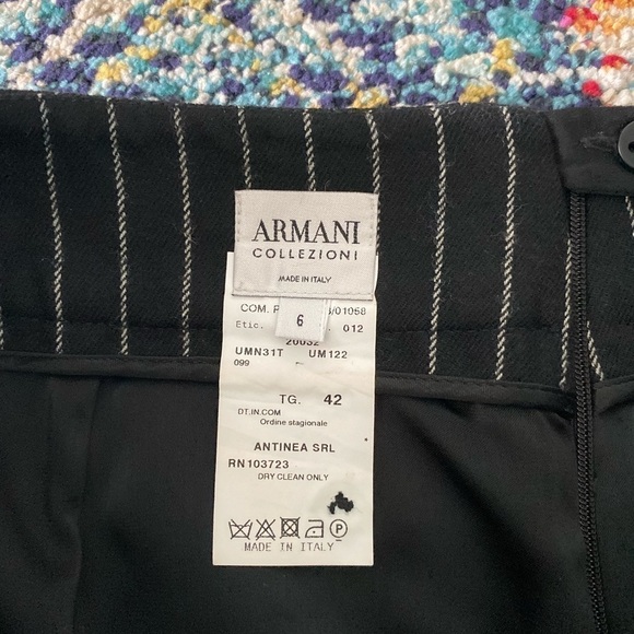 ARMANI Collezioni Wool Black and White Pinstriped Skirt Women’s Size 6 - Picture 5 of 5